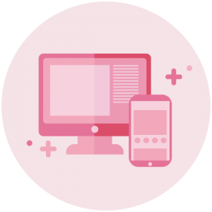 Icon komputer dan smartphone warna pink