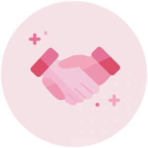 Icon jabat tangan warna pink